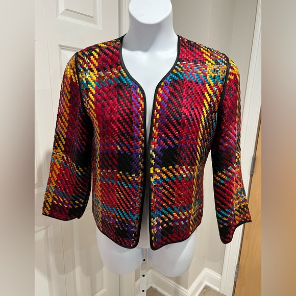 🛑SOLD! SOLD🛑Chico's Vibrant Plaid Woven Blazer - Picture 3 of 8
